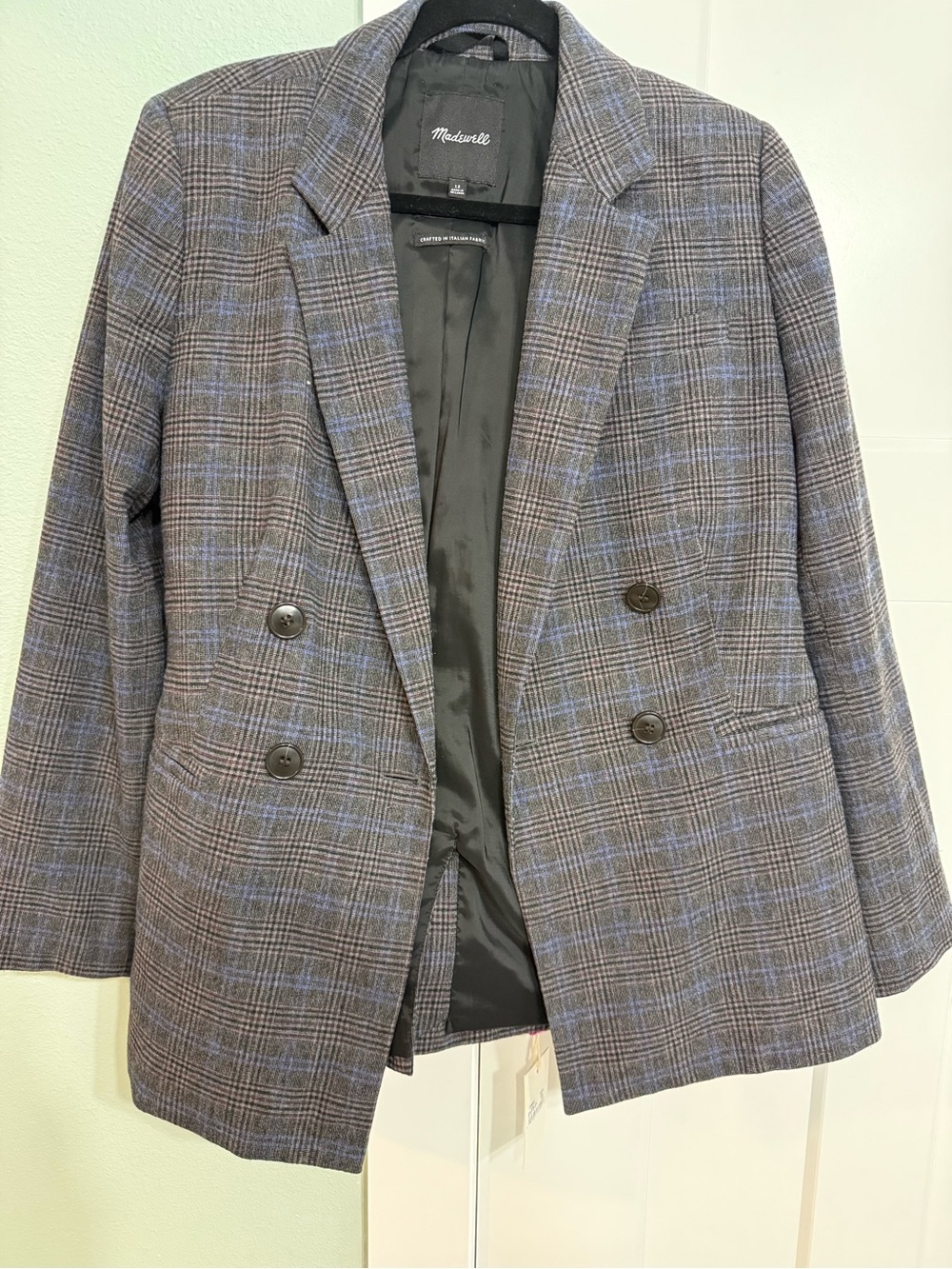 Madewell Plaid Blazer in Charcoal and Navy